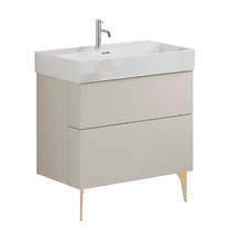 Crosswater Avenue Wall Vanity Unit With Brass Legs (800mm, Stone, 1TH).