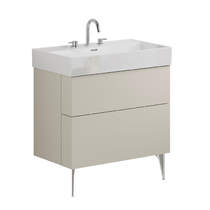 Crosswater Avenue Wall Vanity Unit With Steel Legs (800mm, Stone, 3TH).