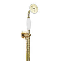 Crosswater Belgravia Shower Handset, Wall Outlet & Hose (Unlac Brass).