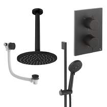 Crosswater MPRO Crossbox Shower Set 10 200mm Head & Ceiling Arm (Matt Black).