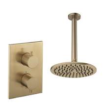 Crosswater MPRO Crossbox Shower Set 1 200mm Head & Ceiling Arm (Brushed Brass).