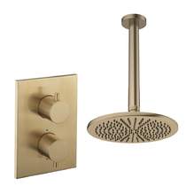 Crosswater MPRO Crossbox Shower Set 1 300mm Head & Ceiling Arm (Brushed Brass).