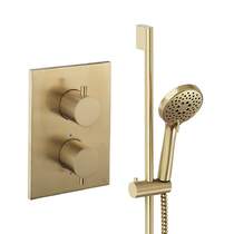 Crosswater MPRO Crossbox Shower Set 2 With Slide Rail Kit (Brushed Brass).