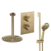 Crosswater MPRO Crossbox Shower Set 4 200mm Head & Slide Rail Kit (Brushed Brass).