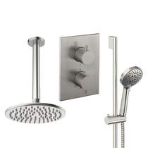 Crosswater MPRO Crossbox Shower Set 4 200mm Head & Slide Rail Kit (Brushed Nickel).