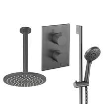 Crosswater MPRO Crossbox Shower Set 4 200mm Head & Slide Rail Kit (Slate).