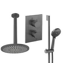 Crosswater MPRO Crossbox Shower Set 4 300mm Head & Slide Rail Kit (Slate).