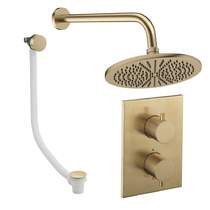 Crosswater MPRO Crossbox Shower Set 7 With 300mm Head & Bath Filler (Brushed Brass).