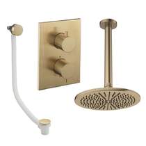 Crosswater MPRO Crossbox Shower Set 7 With 300mm Head & Bath Filler (Brushed Brass).
