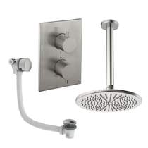 Crosswater MPRO Crossbox Shower Set 7 With 300mm Head & Bath Filler (Brushed Nickel).