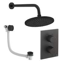 Crosswater MPRO Crossbox Shower Set 7 With 300mm Head & Bath Filler (Matt Black).