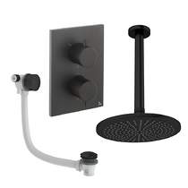 Crosswater MPRO Crossbox Shower Set 7 With 300mm Head & Bath Filler (Matt Black).