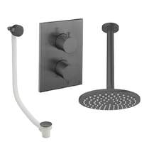 Crosswater MPRO Crossbox Shower Set 7 With 200mm Head & Bath Filler (Slate).