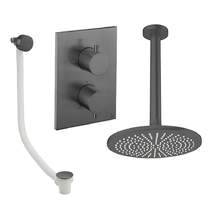 Crosswater MPRO Crossbox Shower Set 7 With 300mm Head & Bath Filler (Slate).