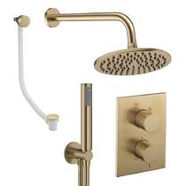 Crosswater MPRO Crossbox Shower Set 9 200mm Head, Handset & Bath Filler (Brushed Brass).