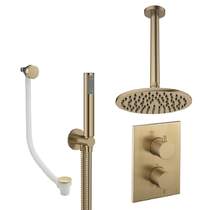 Crosswater MPRO Crossbox Shower Set 9 200mm Head, Handset & Bath Filler (Brushed Brass).