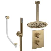 Crosswater MPRO Crossbox Shower Set 9 300mm Head, Handset & Bath Filler (Brushed Brass).