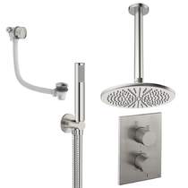 Crosswater MPRO Crossbox Shower Set 9 300mm Head, Handset & Bath Filler (Brushed Nickel).