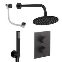 Crosswater MPRO Crossbox Shower Set 9 200mm Head, Handset & Bath Filler (Matt Black).