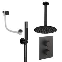 Crosswater MPRO Crossbox Shower Set 9 200mm Head, Handset & Bath Filler (Matt Black).
