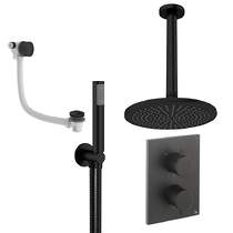 Crosswater MPRO Crossbox Shower Set 9 300mm Head, Handset & Bath Filler (Matt Black).