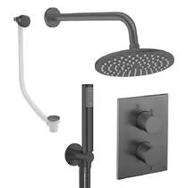 Crosswater MPRO Crossbox Shower Set 9 200mm Head, Handset & Bath Filler (Slate).