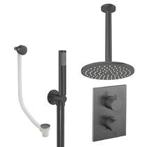 Crosswater MPRO Crossbox Shower Set 9 200mm Head, Handset & Bath Filler (Slate).
