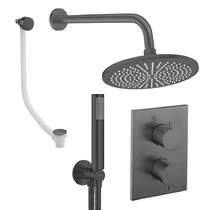 Crosswater MPRO Crossbox Shower Set 9 300mm Head, Handset & Bath Filler (Slate).