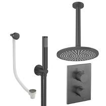 Crosswater MPRO Crossbox Shower Set 9 300mm Head, Handset & Bath Filler (Slate).