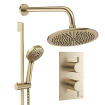 Crosswater MPRO Design Shower Set 4, 300mm Wall Head & Slide Rail (Brushed Brass).