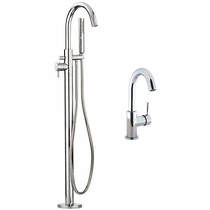 Crosswater Design Basin & Floor Standing Bath Shower Mixer Tap (Chrome).