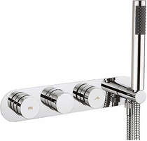 Crosswater dial central thermostatic shower valve, handset & hose (2 outlets).