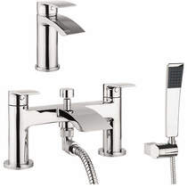 Crosswater flow basin & bath shower mixer tap pack with kit (chrome).