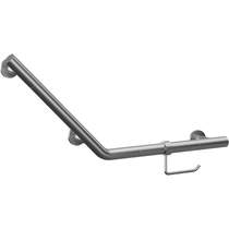 Crosswater Grab Bars Angled Grab Bar With Toilet Roll Holder (Br Steel).