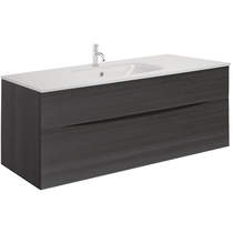 Crosswater Glide II Vanity Unit With White Glass Basin (1000mm, Steelwood, 1TH).