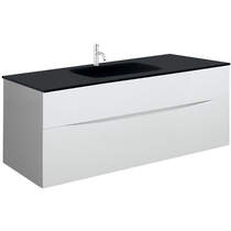 Crosswater Glide II Vanity Unit With Black Glass Basin (1000mm, White Gloss, 1TH).