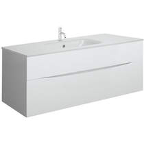 Crosswater Glide II Vanity Unit With White Glass Basin (1000mm, White Gloss, 1TH).
