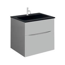 Crosswater Glide II Vanity Unit With Black Glass Basin (500mm, Storm Grey, 1TH).