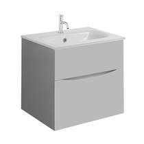 Crosswater Glide II Vanity Unit With White Glass Basin (500mm, Storm Grey, 1TH).