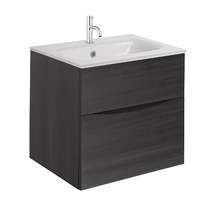 Crosswater Glide II Vanity Unit With White Glass Basin (500mm, Steelwood, 1TH).