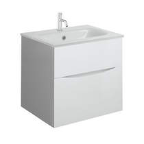 Crosswater Glide II Vanity Unit With White Glass Basin (500mm, White Gloss, 1TH).