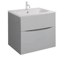 Crosswater Glide II Vanity Unit With White Glass Basin (600mm, Storm Grey, 1TH).