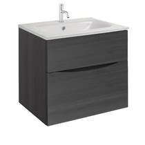 Crosswater Glide II Vanity Unit With White Glass Basin (600mm, Steelwood, 1TH).