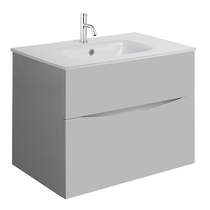 Crosswater Glide II Vanity Unit With White Glass Basin (700mm, Storm Grey, 1TH).