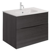 Crosswater Glide II Vanity Unit With White Glass Basin (700mm, Steelwood, 1TH).