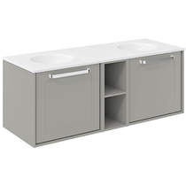Crosswater Infinity Framed Vanity With Double Basins (1200mm, S Grey).