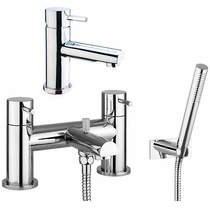 Crosswater Kai Lever Showers Basin & Bath Shower Mixer Tap Pack With Kit (Chrome).