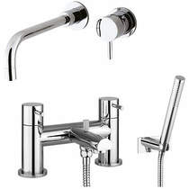 Crosswater Kai Lever Showers Wall Mounted Basin & Bath Shower Mixer Tap Pack.