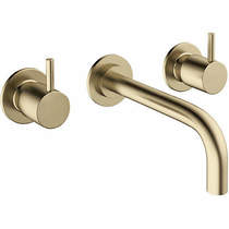 Crosswater mpro wall mounted basin mixer tap (3 hole, brushed brass).