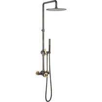 Crosswater UNION Thermostatic Shower Set (Black & Brass).